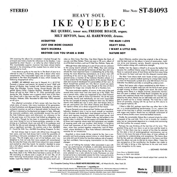 Виниловая пластинка IKE QUEBEC HEAVY SOUL