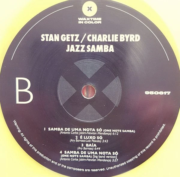 Виниловая пластинка STAN GETZ & CHARLIE BYRD JAZZ SAMBA YELLOW VINYL