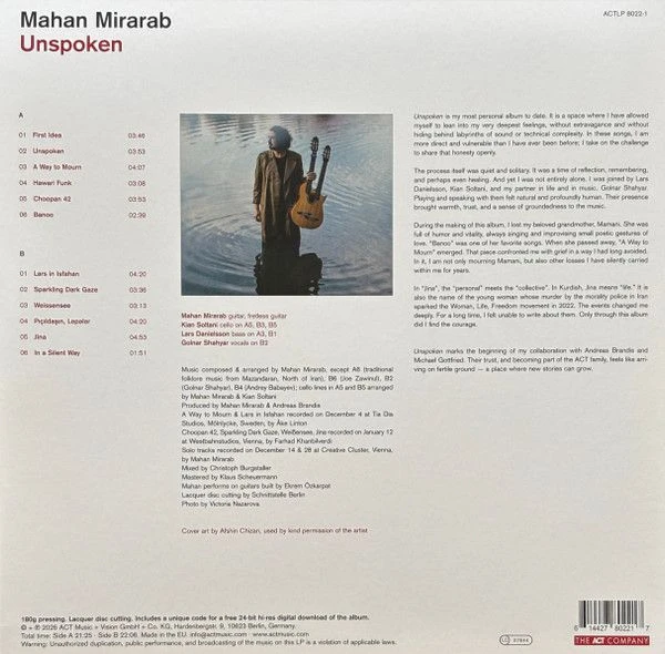 Виниловая пластинка MAHAN MIRARAB UNSPOKEN BLACK VINYL EDITION