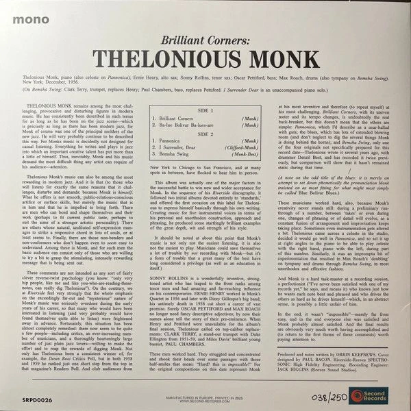 Виниловая пластинка THELONIOUS MONK BRILLIANT CORNERS RED MARBLE VINYL