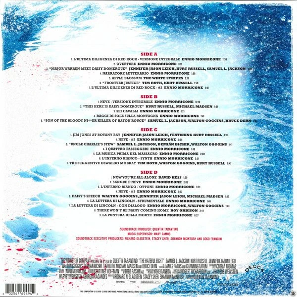 Виниловая пластинка ENNIO MORRICONE OST QUENTIN TARANTINO'S THE HATEFUL EIGHT