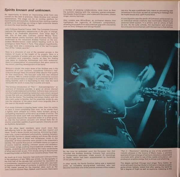 Виниловая пластинка JOHN COLTRANE QUARTET FRANCE 1965: THE COMPLETE CONCERTS RECORD