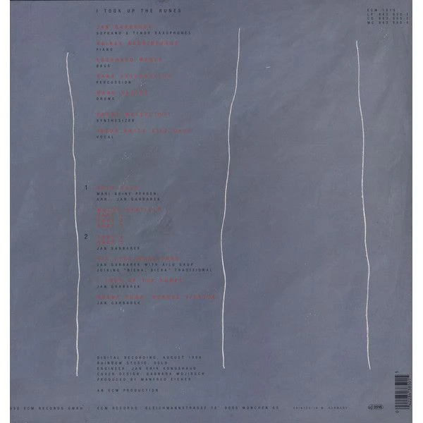 Виниловая пластинка JAN GARBAREK I TOOK UP THE RUNES