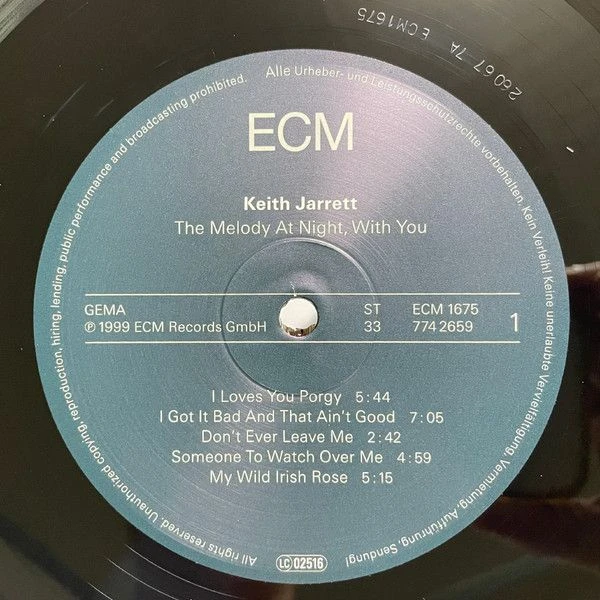 Виниловая пластинка KEITH JARRETT THE MELODY AT NIGHT, WITH YOU