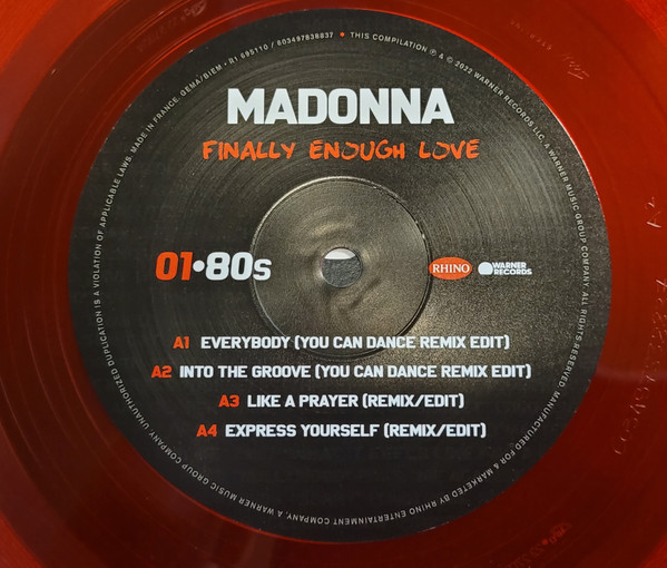 Виниловая пластинка MADONNA FINALLY ENOUGH LOVE