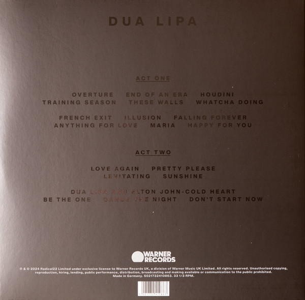 Виниловая пластинка DUA LIPA LIVE FROM ROYAL ALBERT HALL