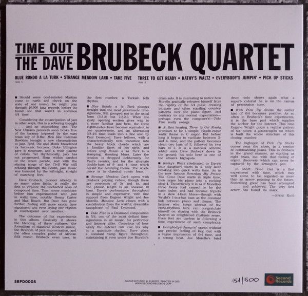 Виниловая пластинка THE DAVE BRUBECK QUARTET TIME OUT