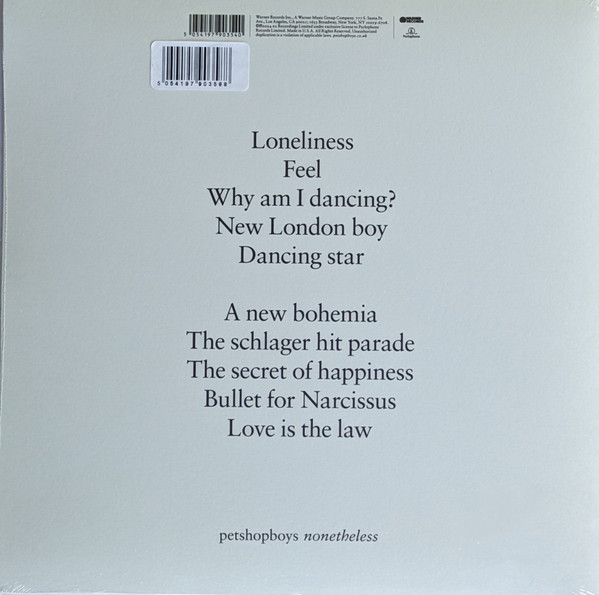 Виниловая пластинка PET SHOP BOYS NONETHELESS