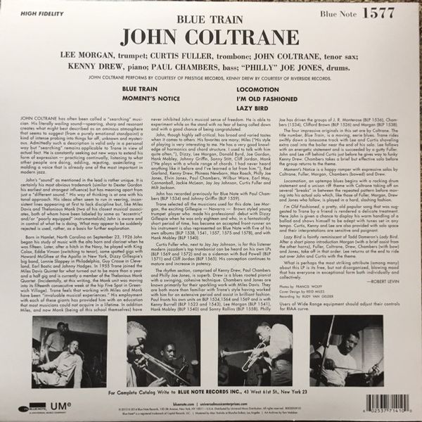 Виниловая пластинка JOHN COLTRANE BLUE TRAIN