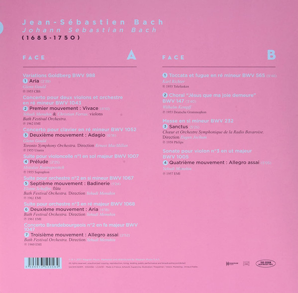 Виниловая пластинка JOHANN-SEBASTIAN BACH THE MASTERPIECES OF