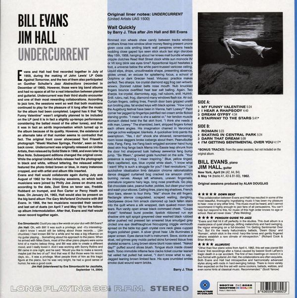 Виниловая пластинка BILL EVANS & JIM HALL UNDERCURRENT