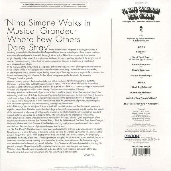 Виниловая пластинка NINA SIMONE To Love Somebody