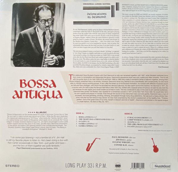 Виниловая пластинка PAUL DESMOND BOSSA ANTIGUA