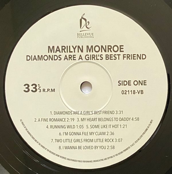 Виниловая пластинка MARILYN MONROE DIAMONDS ARE A GIRL'S BEST FRIEND