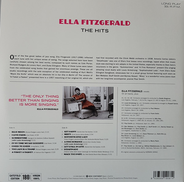 Виниловая пластинка ELLA FITZGERALD HITS