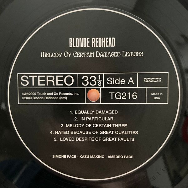 Виниловая пластинка BLONDE REDHEAD MELODY OF CERTAIN DAMAGED LEMONS