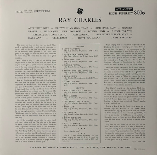 Виниловая пластинка RAY CHARLES RAY CHARLES