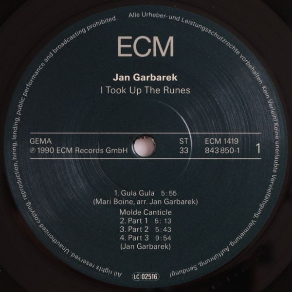 Виниловая пластинка JAN GARBAREK I TOOK UP THE RUNES