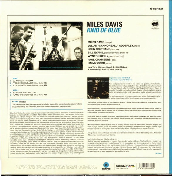 Виниловая пластинка MILES DAVIS KIND OF BLUE