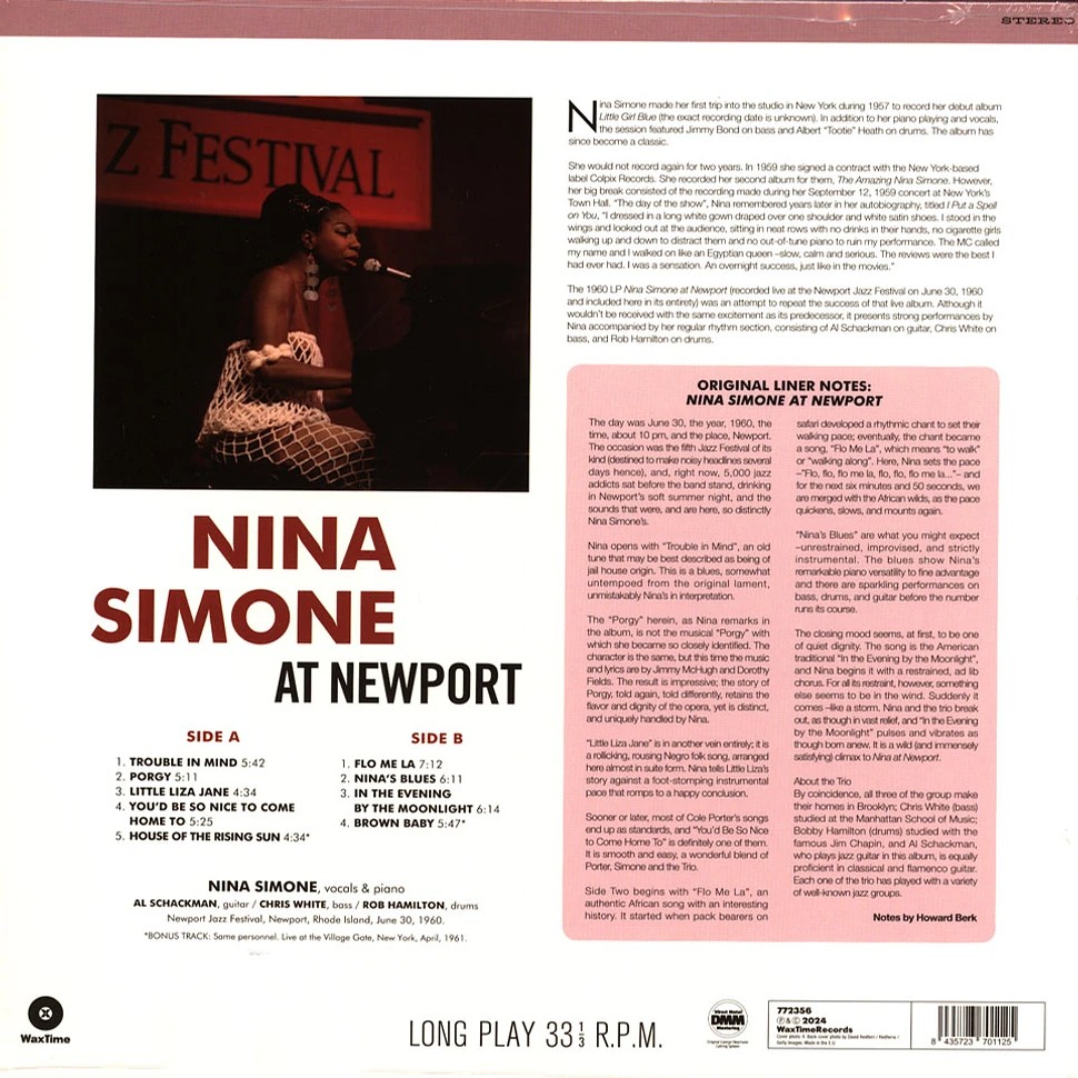 Виниловая пластинка NINA SIMONE AT NEWPORT