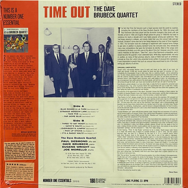 Виниловая пластинка THE DAVE BRUBECK QUARTET TIME OUT